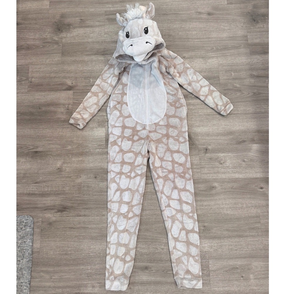 Secret Treasures Womens S 4-6 Giraffe Plush Hooded Pajamas Onesie Costume Fuzzy